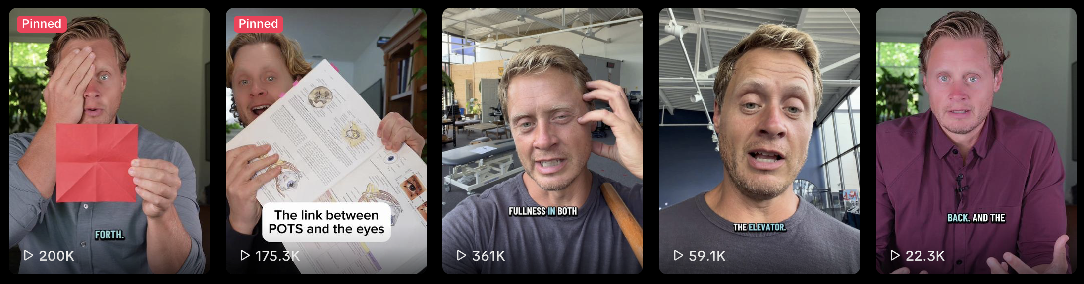 Top-performing POTS micro-page videos on TikTok